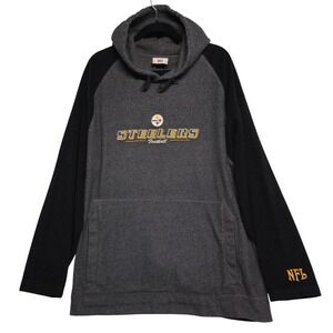 NFL‎ Pittsburgh Steelers Raglan Hoodie Gray Black Football Men's